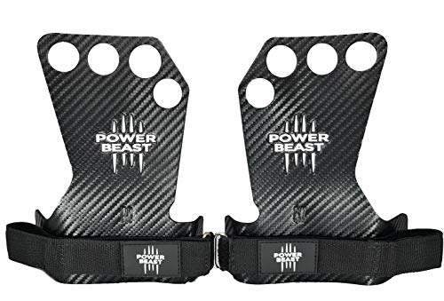 POWER BEAST Calleras para Crossfit | Grips Pro, Guantes Sin Dedos, 4 H, Cuatro Agujeros | Pesas, Gimnasio, Fitness, Calistenia, Musculación, Halterofilia, Dominadas | Protector de Manos. Unisex. (M)