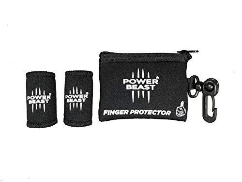 POWER BEAST Protector Dedo | No Tape Crossfit Pesas, Crossfit, Gimnasio, Calistenia, Halterofilia | Funda sustituta del Tape, Vendas, Cinta y Esparadrapo Deportivo en el Pulgar | 1 Par + Bolsa… (M)