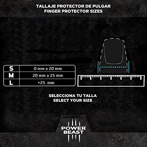 POWER BEAST Protector Dedo | No Tape Crossfit Pesas, Crossfit, Gimnasio, Calistenia, Halterofilia | Funda sustituta del Tape, Vendas, Cinta y Esparadrapo Deportivo en el Pulgar | 1 Par + Bolsa… (S)