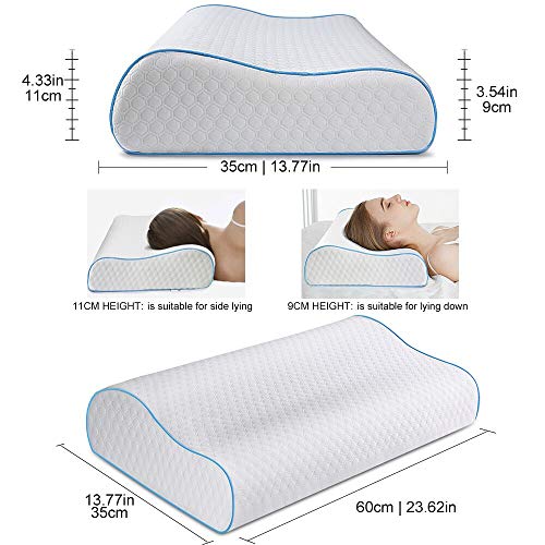 Power Of Nature Almohada Cervical, Núcleo Transpirable Almohada Viscoelastica Diseño Ergonómico Soporte de Almohada de Contorno Ortopédico, (60 x35x11CM) para Todos los Durmientes Power Of Nature Almohada Cervical, Núcleo Transpirable Almohada Viscoelastica Diseño Ergonómico Soporte de Almohada de Contorno Ortopédico, (60 x35x11CM) para Todos los Durmientes