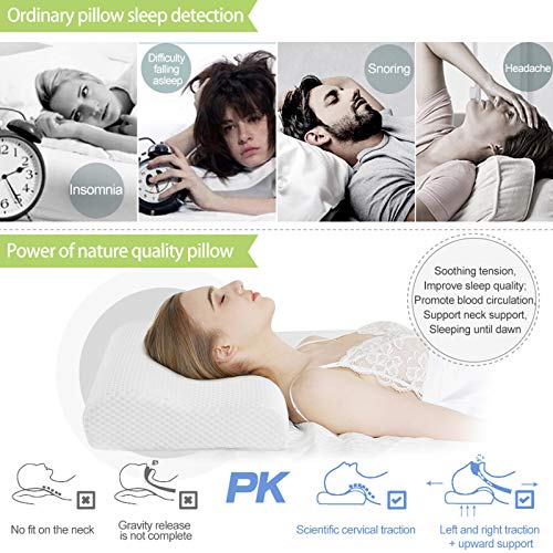 Power Of Nature Pequeño Almohada de Cervical Viscoelastica - Almohada Ortopedica para Cuello Diseño Ergonómico Terapéutico Reduce Dolores Cervicales (50 * 30 * 10/7cm)