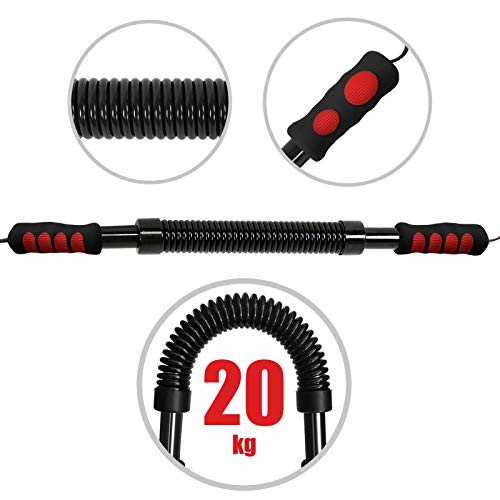 Power Twister - Resistencia 20/30/40/50kg - Barra de Fuerza para Ejercicios de Fitness y Entrenamiento de Pecho y Brazos en Casa, Expansor Muscular de Pectoral, Barra de Torsión para Pectorales (20kg) Power Twister - Resistencia 20/30/40/50kg - Barra de Fuerza para Ejercicios de Fitness y Entrenamiento de Pecho y Brazos en Casa, Expansor Muscular de Pectoral, Barra de Torsión para Pectorales (20kg)