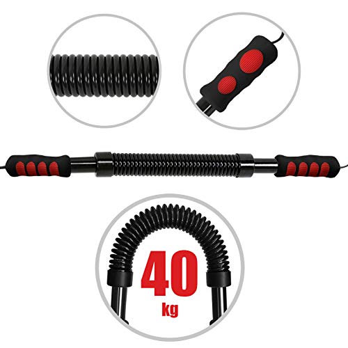 Power Twister - Resistencia 20/30/40/50kg - Barra de Fuerza para Ejercicios de Fitness y Entrenamiento de Pecho y Brazos en Casa, Expansor Muscular de Pectoral, Barra de Torsión para Pectorales (40kg) Power Twister - Resistencia 20/30/40/50kg - Barra de Fuerza para Ejercicios de Fitness y Entrenamiento de Pecho y Brazos en Casa, Expansor Muscular de Pectoral, Barra de Torsión para Pectorales (40kg)