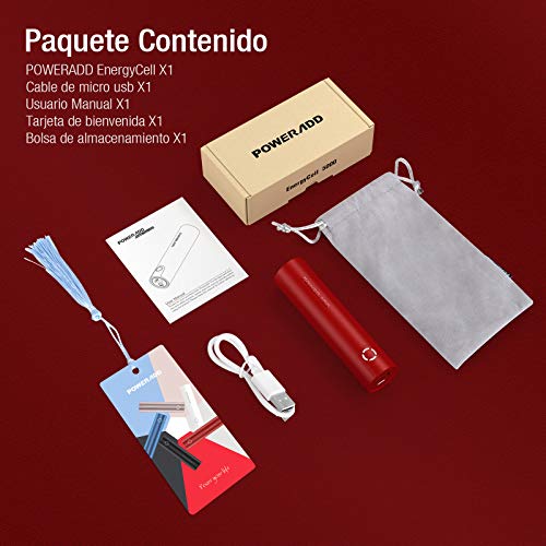 POWERADD EnergyCell Power Bank 5000mAh Cargador Portátil con Salida de 2.4A, Cargador rápido para iPhone,Samsung,Huawei, Xiaomi y Otros Teléfonos Inteligentes- Rojo POWERADD EnergyCell Power Bank 5000mAh Cargador Portátil con Salida de 2.4A, Cargador rápido para iPhone,Samsung,Huawei, Xiaomi y Otros Teléfonos Inteligentes- Rojo