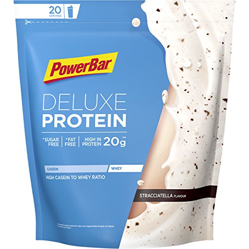 PowerBar DELUXE Protein Stracciatella 500g-Suero de Leche en Polvo de alto Contenido en Proteína-sin Azúcar y sin Grasa