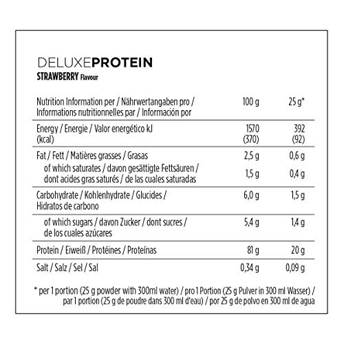 PowerBar DELUXE Protein Stracciatella 500g-Suero de Leche en Polvo de alto Contenido en Proteína-sin Azúcar y sin Grasa