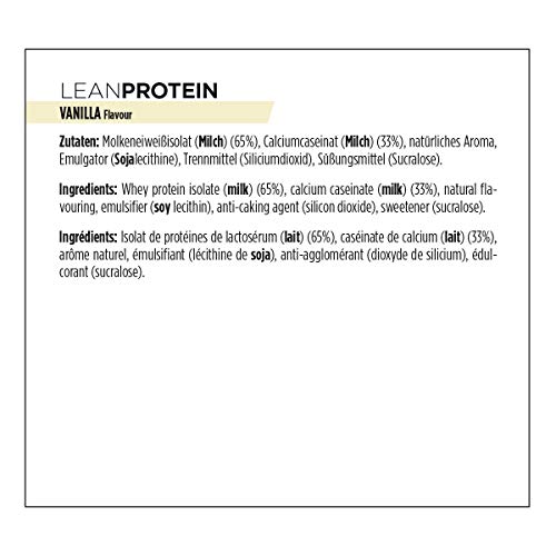 Powerbar Lean Protein Vanilla 500g - Suero de Leche en Polvo de alto Contenido en Proteínas - sin Azúcar y sin Grasa