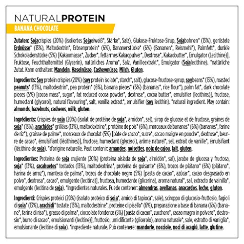 PowerBar Natural Protein Vegan - Nutrición deportiva - Banana Chocolate 24 x 40g marrón/azul 2018