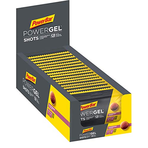 PowerBar PowerGel Shots Raspberry 16x60g - Gomas de Alta Energía de Carbono + C2MAX Magnesio y Sodio