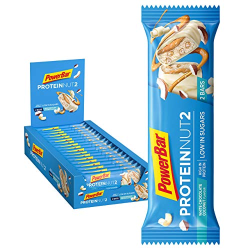 PowerBar Protein Nut2 White Chocolate Coconut 18x(2x22,5g) - Barras de Proteína con Bajo Contenido de Azúcar