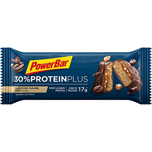 PowerBar Protein Plus 30% Cappuccino-Caramel Crisp 15x55g - Barra de alta Proteína + Suero y Proteína de Caseína