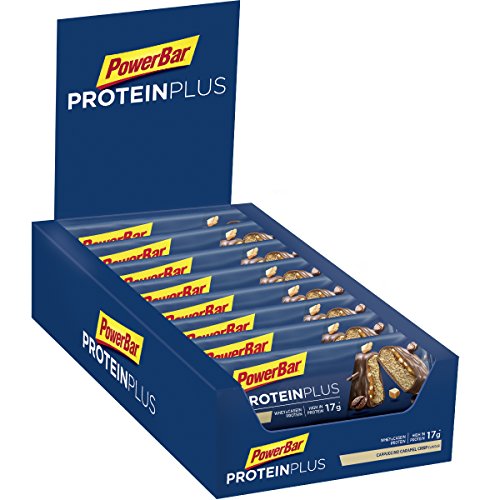 PowerBar Protein Plus 30% Cappuccino-Caramel Crisp 15x55g - Barra de alta Proteína + Suero y Proteína de Caseína