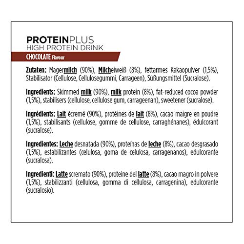PowerBar Protein Plus High Protein Drink Chocolate 12x500ml-Leche Deportiva Alta Proteína Baja en Azúcar+Baja en Grasa