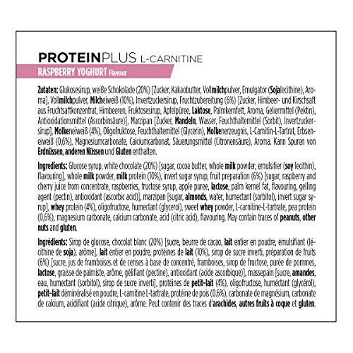 PowerBar Protein Plus + L-Carnitine Raspberry-Yoghurt 30x35g - Barras de Proteína + Magnesio Calcio y L-carnitina