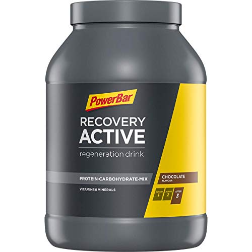 PowerBar Recovery Active Chocolate 1210g - Bebida de Suero de Leche de Regeneración con Carbohidratos + Magnesio y Zinc