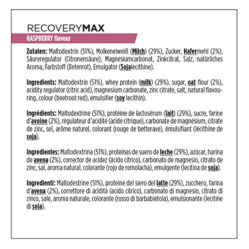 PowerBar Recovery Max Raspberry 1144g - Bebida de Suero de Leche de Regeneración con Carbohidratos + Magnesio y Zinc