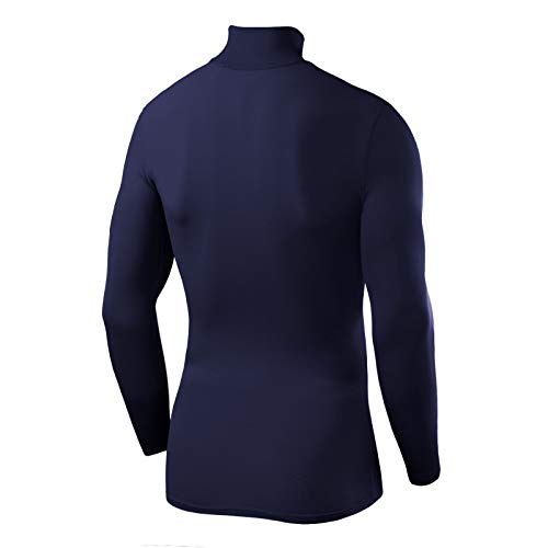 PowerLayer Hombre Camiseta Interior Da Manga Larga Térmica Baselayer - Cuello Alto - Azul, L