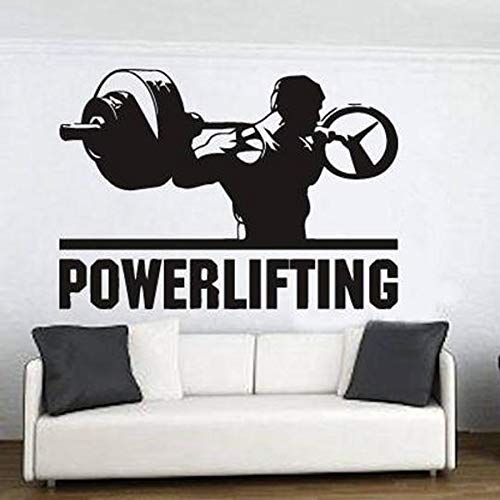 Powerlifting Muscle Power Hombre fuerte Halterofilia Etiqueta de la pared Fitness Culturismo GIMNASIO Club Entrenamiento Dormitorio Decoración del hogar Vinilo calcomanía mural cartel