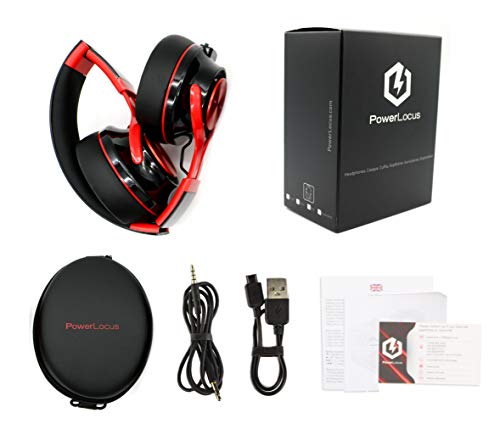 PowerLocus Bluetooth Auriculares Diadema P3,[Bluetooth 5.0,40h de música] Cascos Bluetooth Inalámbrico Plegable Casco Bluetooth y Audio Cable Sonido Estéreo con Micrófono para iPhone, Móviles, TV, PC