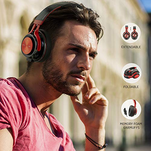 PowerLocus Bluetooth Auriculares Diadema P3,[Bluetooth 5.0,40h de música] Cascos Bluetooth Inalámbrico Plegable Casco Bluetooth y Audio Cable Sonido Estéreo con Micrófono para iPhone, Móviles, TV, PC