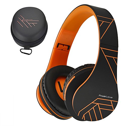 PowerLocus P2 – Auriculares Bluetooth inalambricos de Diadema Cascos Plegables, Casco Bluetooth con Sonido Estéreo Micro SD/TF, FM con micrófono y Audio Cable para Movil, PC, Tablet - Naranja