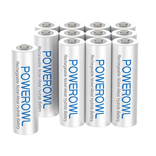 POWEROWL Pilas Recargables AAA Alta Capacidad, 12 Piezas (Baja Autodescarga, Precarga) Ni-MH Recargable AAA Pilas 1000mAh, Recargable Aproximadamente 1200 Veces