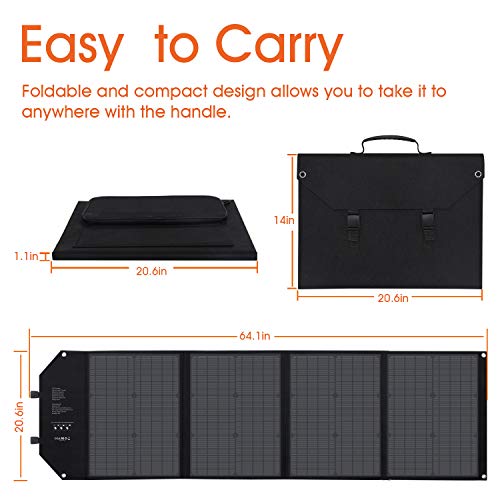 powkey 100W 18V Panel Solar Portátil, con Tipo C, USB C, 2 * QC3.0, salida de DC, Tecnología TIR-C, Paralelo y Plegable, para la mayoría de Generación Solar, Camping, Móviles y Portátiles