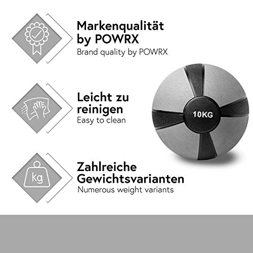 POWRX - Balón Medicinal 10 kg + PDF Workout (Gris) POWRX - Balón Medicinal 10 kg + PDF Workout (Gris)