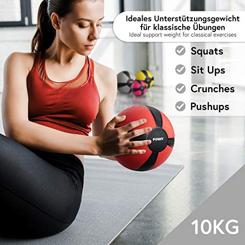 POWRX - Balón Medicinal 10 kg + PDF Workout (Gris)