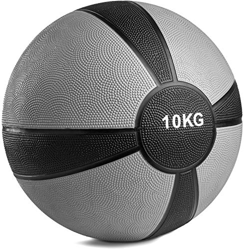 POWRX - Balón Medicinal 10 kg + PDF Workout (Gris)