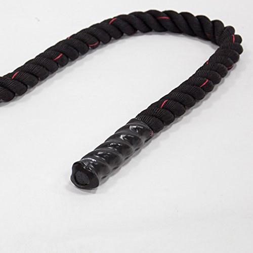 POWRX Battle Rope 12M x 50mm - Cuerda de Batalla Ideal para »Functional Fitness« - Agarre Antideslizante + PDF Workout (Negro)