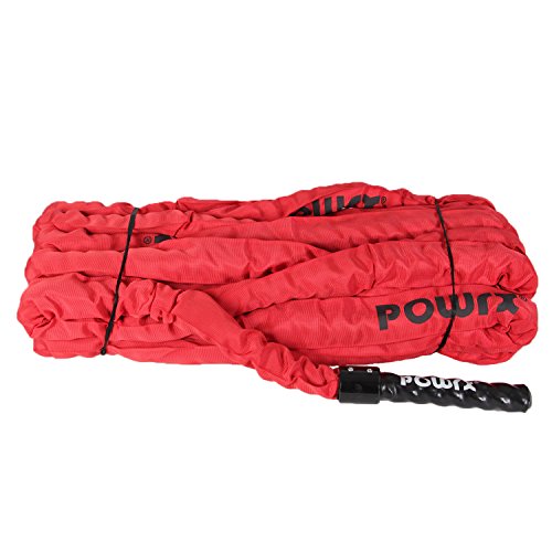 POWRX Battle Rope 15M x 38 mm - Cuerda de Batalla Ideal para »Functional Fitness« - Mangos Antideslizantes + PDF Workout (Rojo) POWRX Battle Rope 15M x 38 mm - Cuerda de Batalla Ideal para »Functional Fitness« - Mangos Antideslizantes + PDF Workout (Rojo)