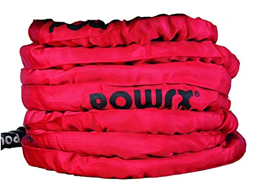 POWRX Battle Rope 15M x 38 mm - Cuerda de Batalla Ideal para »Functional Fitness« - Mangos Antideslizantes + PDF Workout (Rojo) POWRX Battle Rope 15M x 38 mm - Cuerda de Batalla Ideal para »Functional Fitness« - Mangos Antideslizantes + PDF Workout (Rojo)