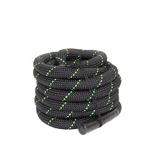 POWRX Battle Rope 9M x 38 mm Ø - Ideal para »Functional Fitness« - Agarre Antideslizante + PDF Workout (Negro/Verde) POWRX Battle Rope 9M x 38 mm Ø - Ideal para »Functional Fitness« - Agarre Antideslizante + PDF Workout (Negro/Verde)