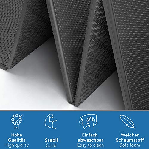 POWRX Colchoneta Fitness Plegable 180 x 60 x 1,5 cm - Esterilla Ideal para Gimnasia, Deporte y Meditación - Extra Suave, Antideslizante y 100% PVC Free + PDF Workout (Negro) POWRX Colchoneta Fitness Plegable 180 x 60 x 1,5 cm - Esterilla Ideal para Gimnasia, Deporte y Meditación - Extra Suave, Antideslizante y 100% PVC Free + PDF Workout (Negro)