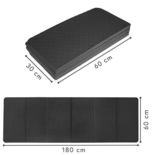 POWRX Colchoneta Fitness Plegable 180 x 60 x 1,5 cm - Esterilla Ideal para Gimnasia, Deporte y Meditación - Extra Suave, Antideslizante y 100% PVC Free + PDF Workout (Negro) POWRX Colchoneta Fitness Plegable 180 x 60 x 1,5 cm - Esterilla Ideal para Gimnasia, Deporte y Meditación - Extra Suave, Antideslizante y 100% PVC Free + PDF Workout (Negro)