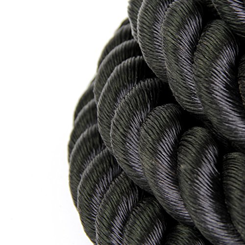 POWRX Cuerda de Batalla Battle Rope - Ideal para »Functional Fitness« - Hecha de Nylon Resistente con Mangos Antideslizantes - Longitud 15M - Diámetro 38/50mm + PDF Workout (15M x 38 mm/Nylon Fino)