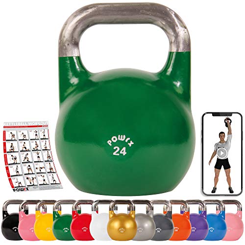 POWRX Kettlebell Pesa Rusa Competición 4-28 kg + PDF Workout (24 kg)