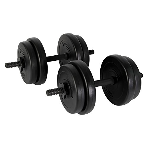 POWRX - Mancuernas 20 kg Set (2 x 10 kg) + PDF Workout (Negro)