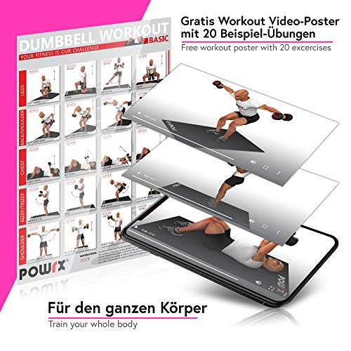 POWRX Mancuernas hexagonales Neopreno 1 kg Set (2 x 0,5 kg) - Ideales para Ejercicios en casa y Gimnasio - Peso y Color a Elegir + PDF Workout (Pink) POWRX Mancuernas hexagonales Neopreno 1 kg Set (2 x 0,5 kg) - Ideales para Ejercicios en casa y Gimnasio - Peso y Color a Elegir + PDF Workout (Pink)