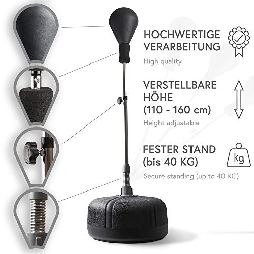 POWRX Punching Ball Boxe para Adultos y Adolescentes - Altura Regulable 110-160 cm - Ideal para Entrenamiento en casa y Gimnasio - Base Antideslizante (Negro) POWRX Punching Ball Boxe para Adultos y Adolescentes - Altura Regulable 110-160 cm - Ideal para Entrenamiento en casa y Gimnasio - Base Antideslizante (Negro)