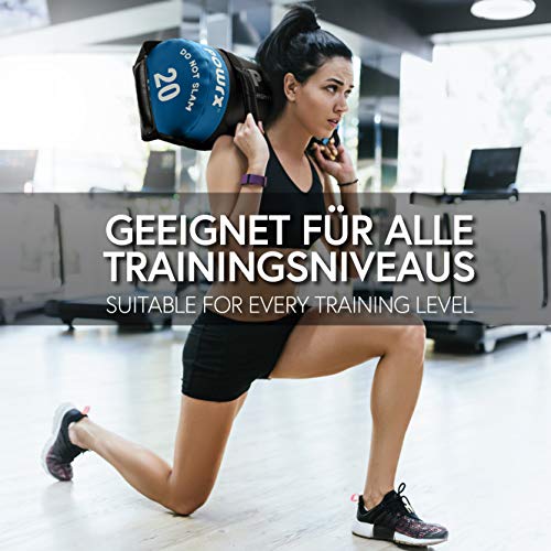 POWRX Sandbag 20 kg - Perfecta para mejorar equilibrio, fuerza y coordinación - Power bag con cuatro agarres + PDF workout (Azul) POWRX Sandbag 20 kg - Perfecta para mejorar equilibrio, fuerza y coordinación - Power bag con cuatro agarres + PDF workout (Azul)