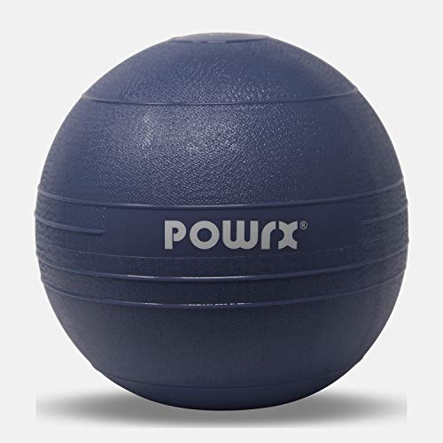 POWRX Slam Ball Balón Medicinal 10 kg - Ideal para Ejercicios de »Functional Fitness«, fortalecimiento y tonificación Muscular - Contenido de Arena y Efecto Anti-Rebote + PDF Workout (BLU)