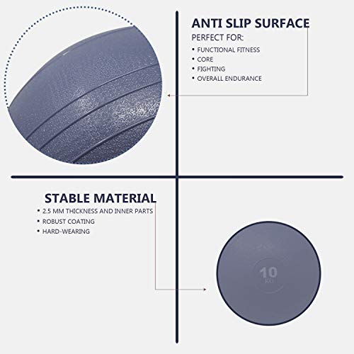 POWRX Slam Ball Balón Medicinal 10 kg - Ideal para Ejercicios de »Functional Fitness«, fortalecimiento y tonificación Muscular - Contenido de Arena y Efecto Anti-Rebote + PDF Workout (BLU) POWRX Slam Ball Balón Medicinal 10 kg - Ideal para Ejercicios de »Functional Fitness«, fortalecimiento y tonificación Muscular - Contenido de Arena y Efecto Anti-Rebote + PDF Workout (BLU)