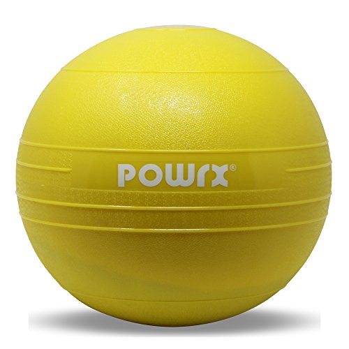 POWRX Slam Ball Balón Medicinal 3 kg - Ideal para Ejercicios de »Functional Fitness«, fortalecimiento y tonificación Muscular - Contenido de Arena y Efecto Anti-Rebote + PDF Workout (Amarillo)