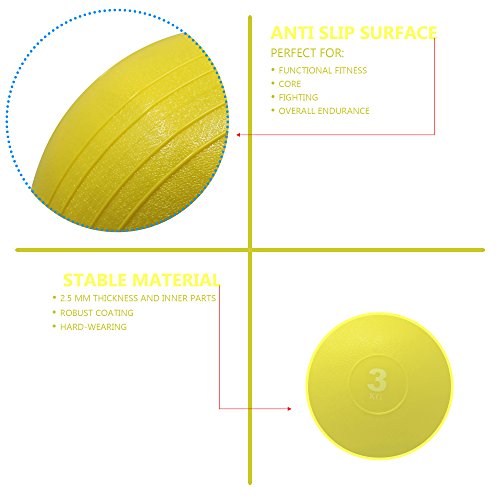 POWRX Slam Ball Balón Medicinal 3 kg - Ideal para Ejercicios de »Functional Fitness«, fortalecimiento y tonificación Muscular - Contenido de Arena y Efecto Anti-Rebote + PDF Workout (Amarillo) POWRX Slam Ball Balón Medicinal 3 kg - Ideal para Ejercicios de »Functional Fitness«, fortalecimiento y tonificación Muscular - Contenido de Arena y Efecto Anti-Rebote + PDF Workout (Amarillo)