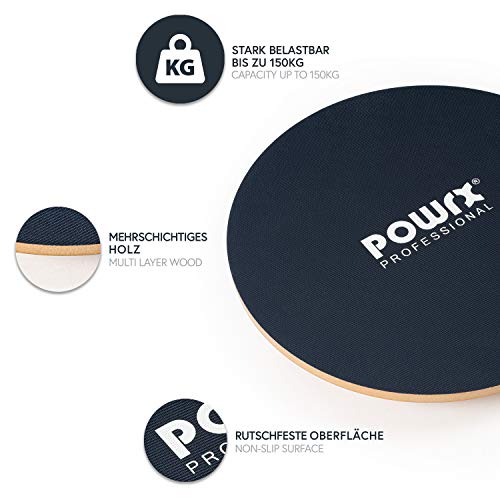 POWRX Tabla Equilibrio Madera Ø 50 cm - Balance Board Ideal para Ejercicios de Gimnasia, Fisioterapia y propiocepción - Superficie Antideslizante + PDF Workout