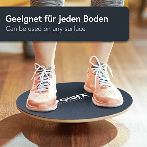 POWRX Tabla Equilibrio Madera Ø 50 cm - Balance Board Ideal para Ejercicios de Gimnasia, Fisioterapia y propiocepción - Superficie Antideslizante + PDF Workout