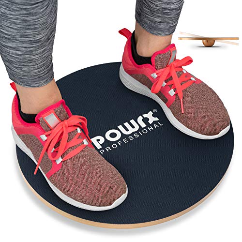 POWRX Tabla Equilibrio Madera Ø 50 cm - Balance Board Ideal para Ejercicios de Gimnasia, Fisioterapia y propiocepción - Superficie Antideslizante + PDF Workout