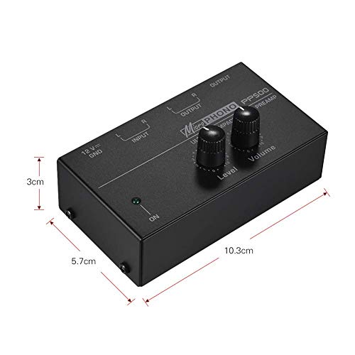 PP500 Mini Phono Tocadiscos Preamplificador de con Nivel y Volumen Control Perillas/Rca Entrada & Salida 1/4 Pulgadas Trs Interfaces para Disco Vinilo Reproductores & Dj Mezcladores - Negro PP500 Mini Phono Tocadiscos Preamplificador de con Nivel y Volumen Control Perillas/Rca Entrada & Salida 1/4 Pulgadas Trs Interfaces para Disco Vinilo Reproductores & Dj Mezcladores - Negro
